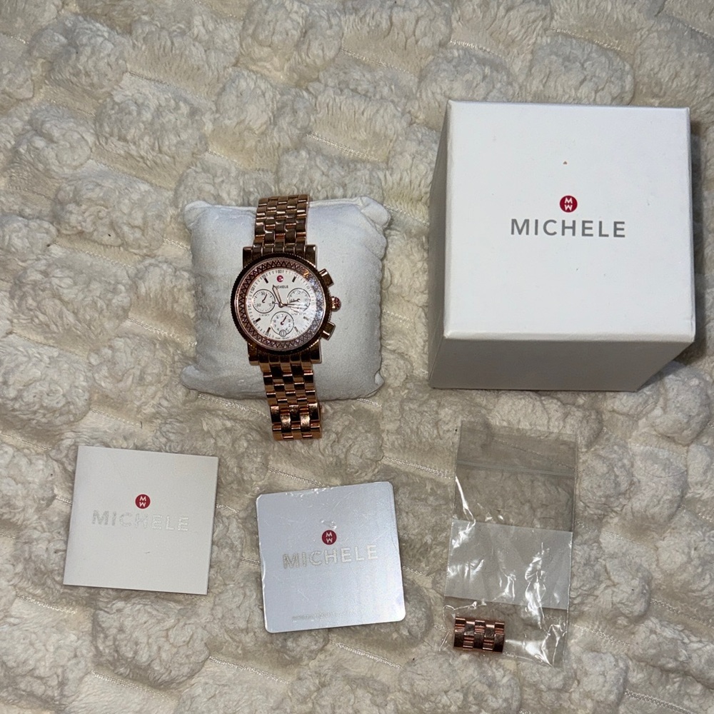 Michele Rose Gold Timepiece with Box